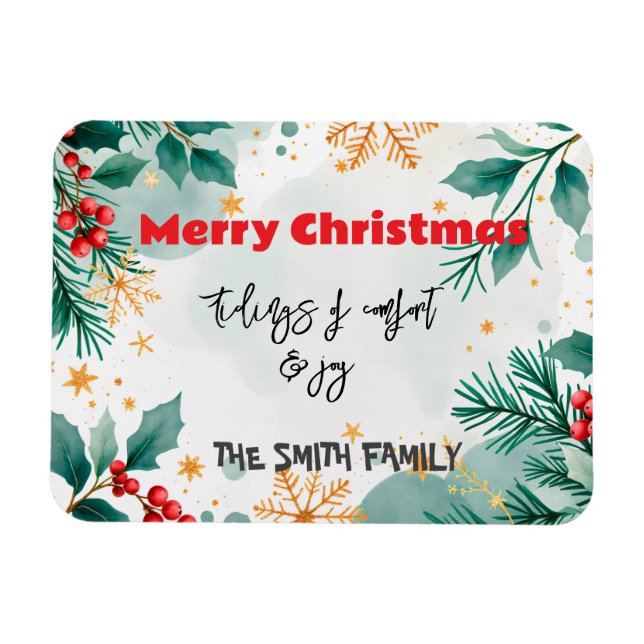 Ímã Tidings personalizadas de aquarela de conforto e a (Horizontal)