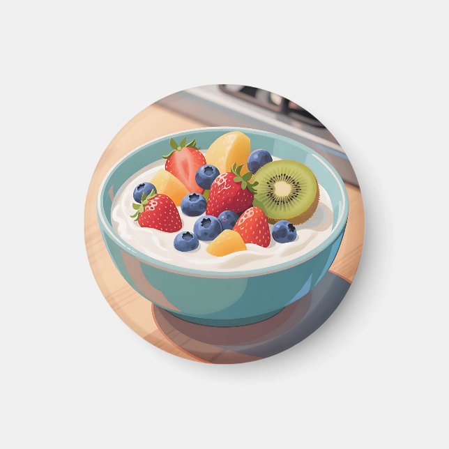 Imã Tigela de Iogurte com Frutas Frescas (Frente)