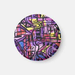 Imã Tigela de Soco-Arte abstrata ousada e colorida pin