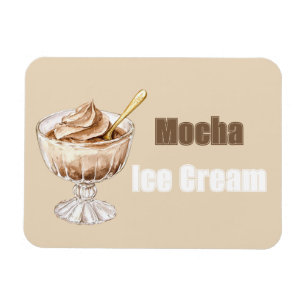 Ímã Tigela de Sorvete Mocha Colher de Ouro
