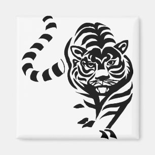 Imã Tiger Cat Grandes Stripes Brancas Negras Prowl Wal