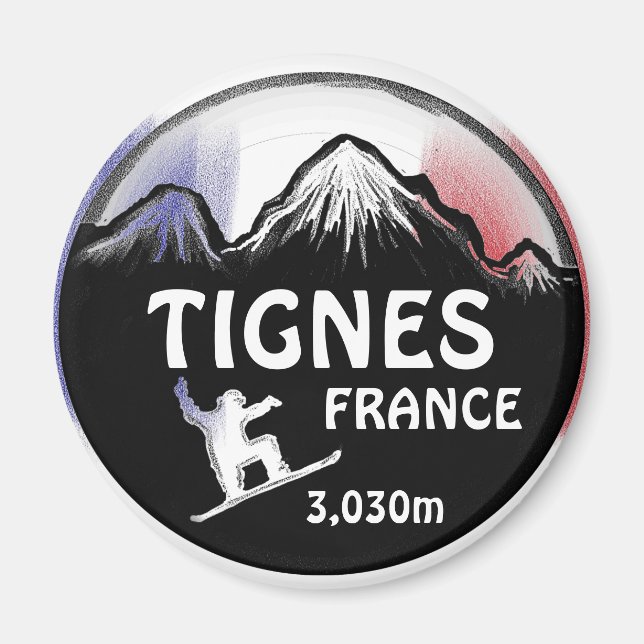 Imã Tignes France sinaliza o design de arte do snowboa (Frente)