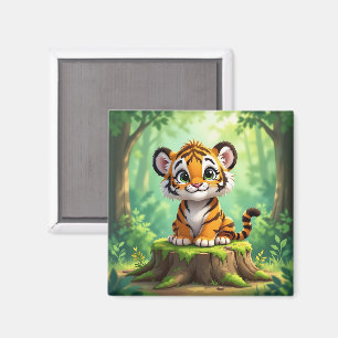 Imã Tigre Bebê Arte de Berçário de Desenho Animado F