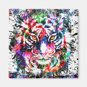 Imã Tigre Colorido - Tigre Abstrato