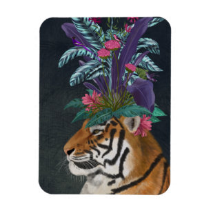 Ímã Tigre com o headpaper tropical