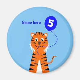 Imã Tigre de 5 de aniversário bonito adiciona nome azu