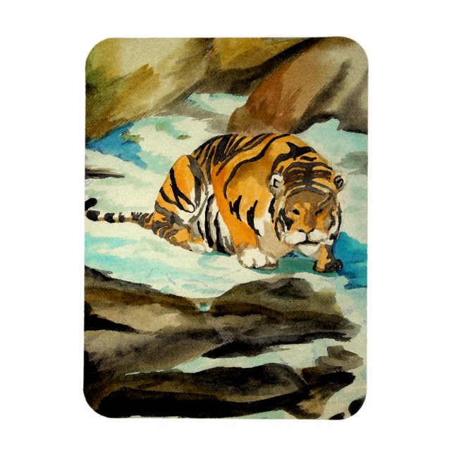 Ímã Tigre de Aquarela (Vertical)