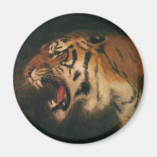 Imã Tigre de Bengala Vintage Grande Felino Rugindo, An