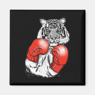 Imã Tigre de Boxe Divertido com Luvas Vermelhas Crianç