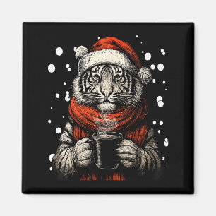 Imã Tigre de Natal com Chapéu de Papai Noel Amante de