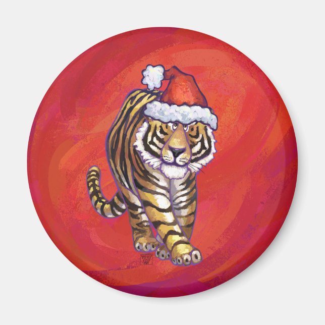 Imã Tigre Natal em Vermelho (Frente)