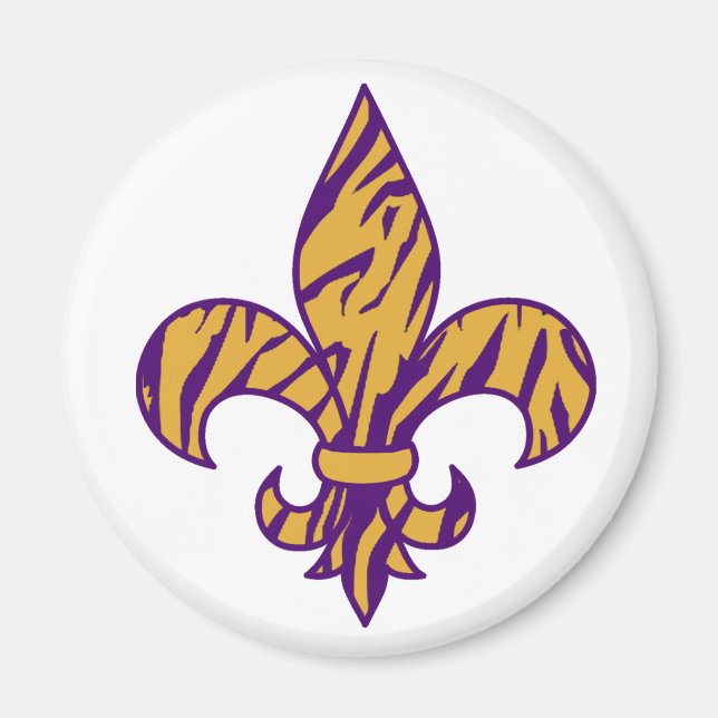 Imã Tigre Roxo e Dourado Fleur de Lis Magnet (Frente)