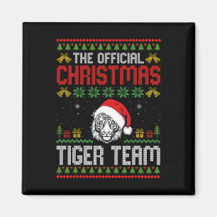 Imã Tigre Usando Chapéu de Papai Noel Luzes de Natal F