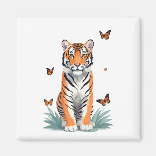 Imã Tigre Vetor Pintura De Animais Divertidos Adorávei