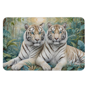 Ímã Tigres de Ouro pálidos numa selva verde azul