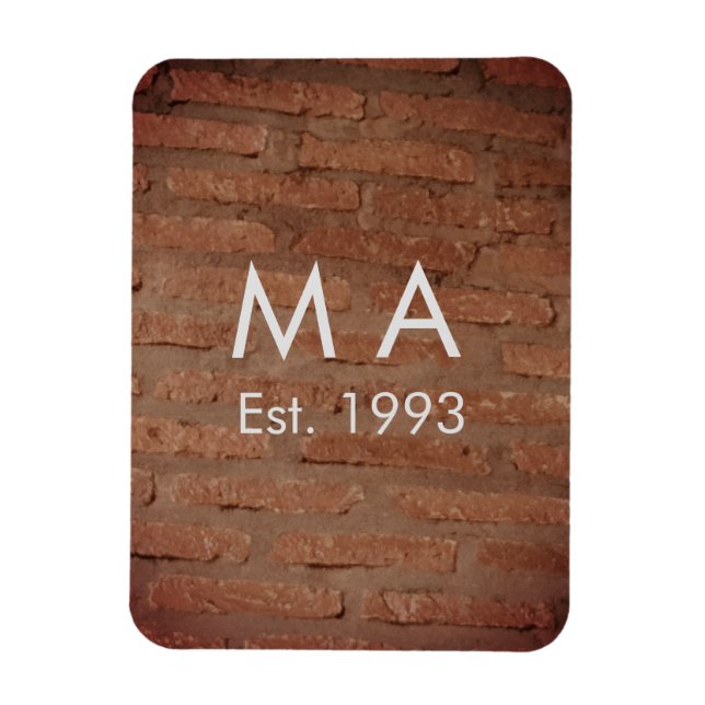 Ímã Tijolo de pedra rústica marrom adicionar nome letr (Vertical)