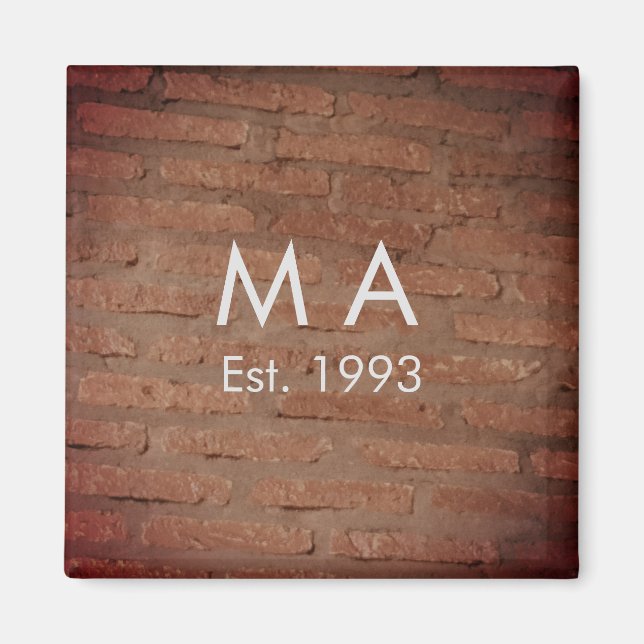 Imã Tijolo de pedra rústica marrom adicionar nome letr (Frente)