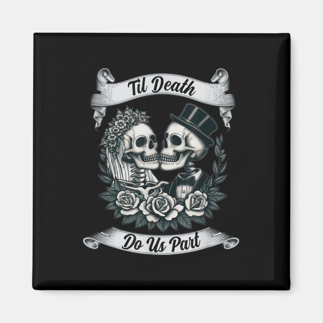 Imã Til Death Do Us Part Skeleton Bride &amp; Groom Mã (Frente)