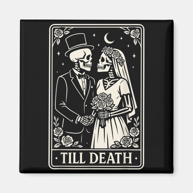 Imã Till Death Skeleton Love Couples Gothic Wedding Br (Frente)
