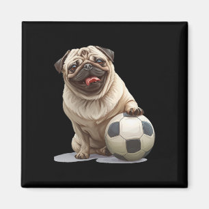 Imã Time de Futebol de Cachorro Pug Filhote Esportes A