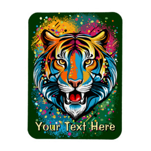 Ímã Tinta de cores Arco-íris Cabeça de Tigre