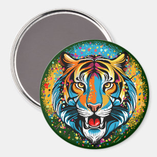 Imã Tinta de cores Arco-íris Cabeça de Tigre