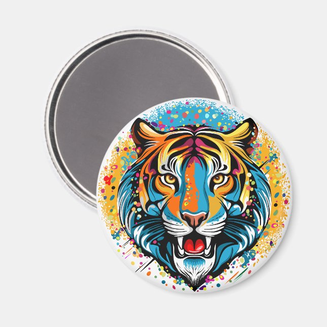Imã Tinta de cores do Arco-íris Cabeça de Tigre (Front/Back)