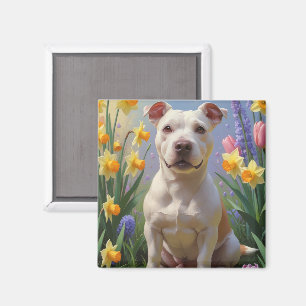 Imã Tinta de Flores de Primavera do Cão Bull Terrier