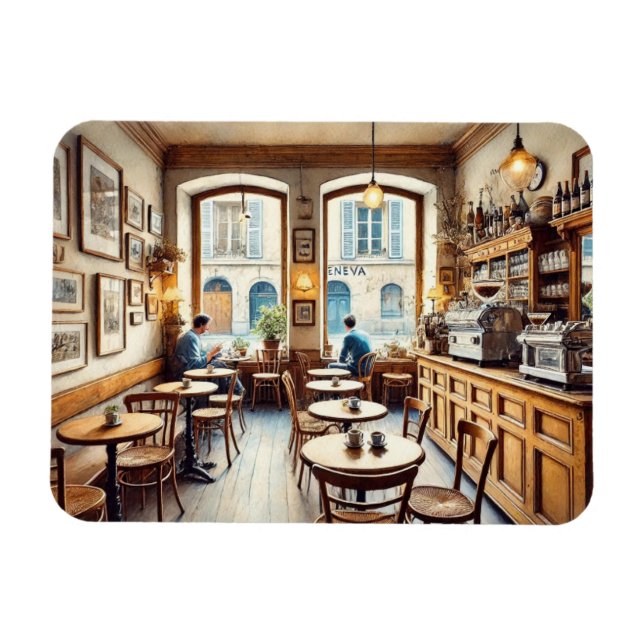 Ímã Tiny Coffeeshop na Suiça de Genebra (Horizontal)