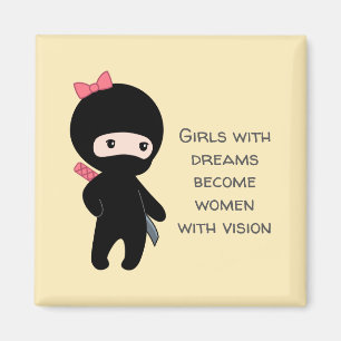 Imã Tiny Ninja Girl Quote on Yellow