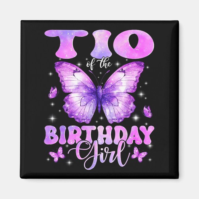 Imã Tio Of The Birthday Girl Butterfly Funny Family  (Frente)