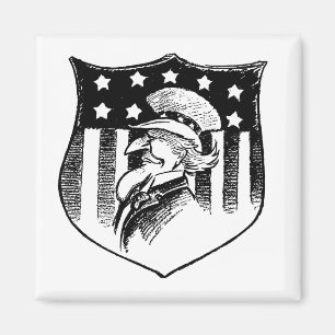 Imã Tio Sam Patriótico Vintage e Bandeira Americana