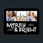 Ímã Típica mínima moderna 3 foto Foto Natal M<br><div class="desc">Tudo pode não estar calmo,  mas tudo ainda pode ser brilhante com este divertido cartão de Natal colorido. Com espaço para 3 fotografias quadradas,  disponível numa seleção de cores.</div>