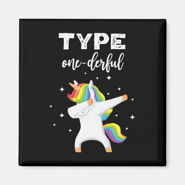 Imã Tipo Maravilhoso Dabbing Unicorn Diabetes Consciên (Frente)