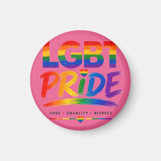 Imã Tipografia Arco-íris Orgulho LGBT (Frente)