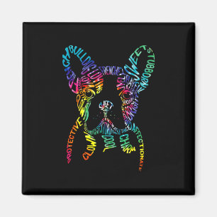 Imã Tipografia Bulldog Tie Dye Arte de Palavra Frenchi