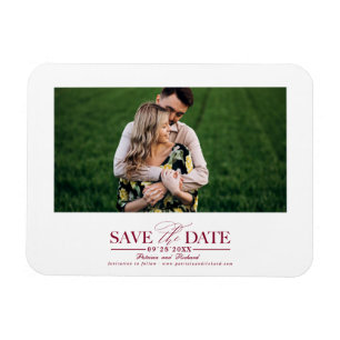 Ímã Tipografia Burgundy Casamento Salvar Data Foto