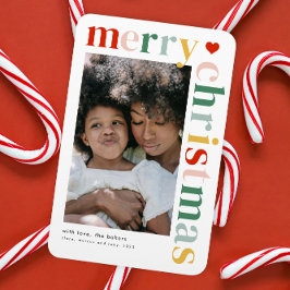 Ímã Tipografia Colorida Foto de Natal Moderna e Feliz