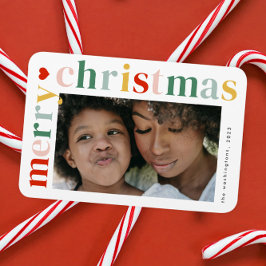 Ímã Tipografia Colorida Foto de Natal Moderna e Feliz