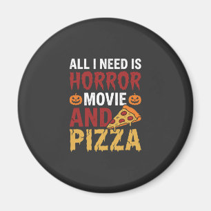 Imã Tipografia de Filme de Terror de Halloween e Pizza