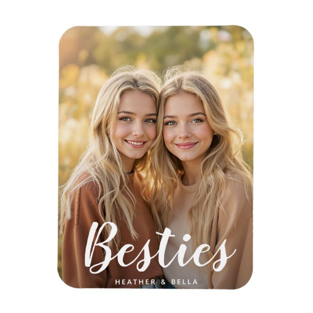 Ímã Tipografia de Foto Personalizada Melhor Amiga (Vertical)
