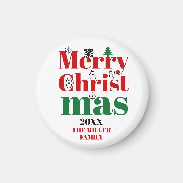 Imã Tipografia de Natal feliz e elementos de colheita (Frente)