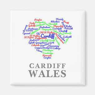 Imã Tipografia de Nuvem do Word Personalizada Cardiff