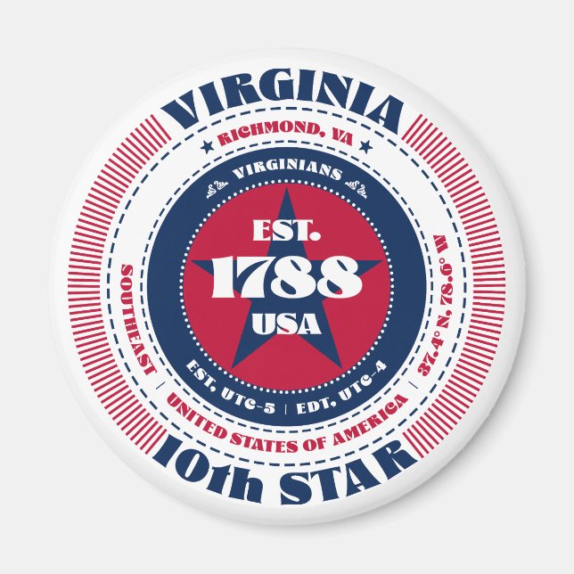 Imã Tipografia de Souvenir Circle Virginia (Frente)