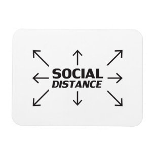 Ímã Tipografia moderna da Distância Social e setas eng