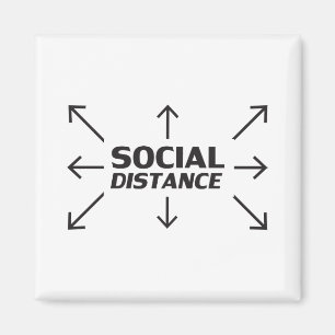 Imã Tipografia moderna da Distância Social e setas eng