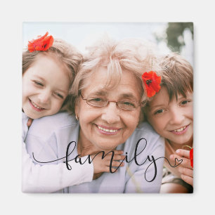 Imã Tipografia Negra Elegante Foto personalizada da