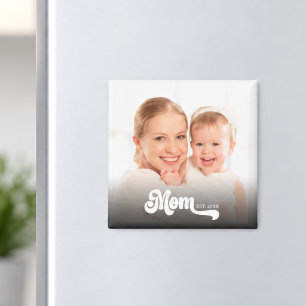 Imã Tipografia Personalizada de Foto da Mamãe Estabele