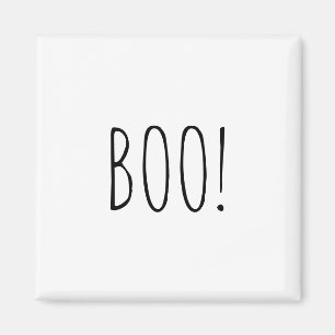 Imã Típografia simples branca e boo Halloween engraçad