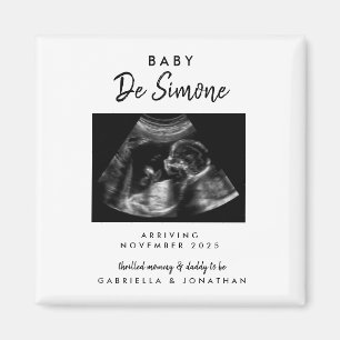 Imã Tipografia Simples Sonograma Foto Gravidez